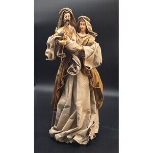 Clothtique Nativity Mary Joseph Jesus Stiffened Cloth and Resin 17 " High